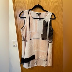 Nwot! Alfani size 4 pink, white & black hi-lo sleeveless top